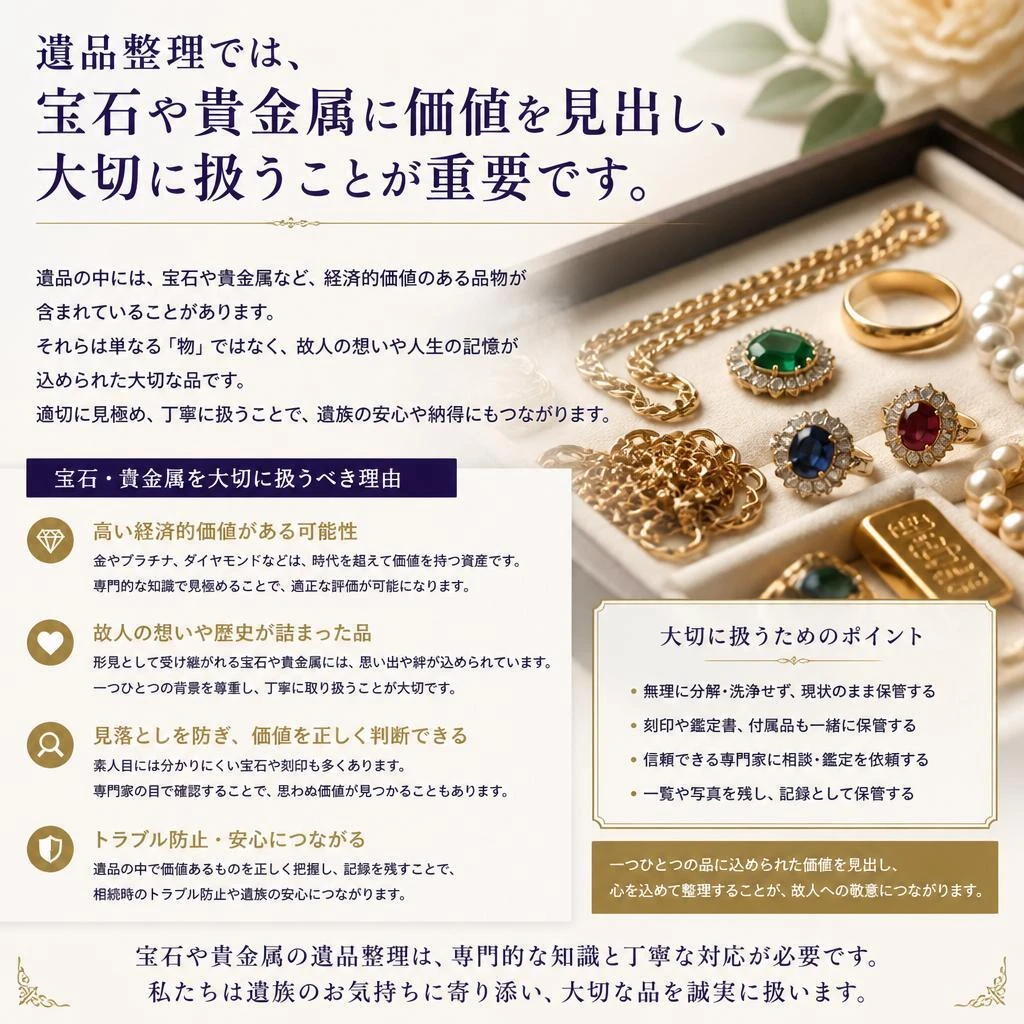遺品整理と宝石の取り扱い