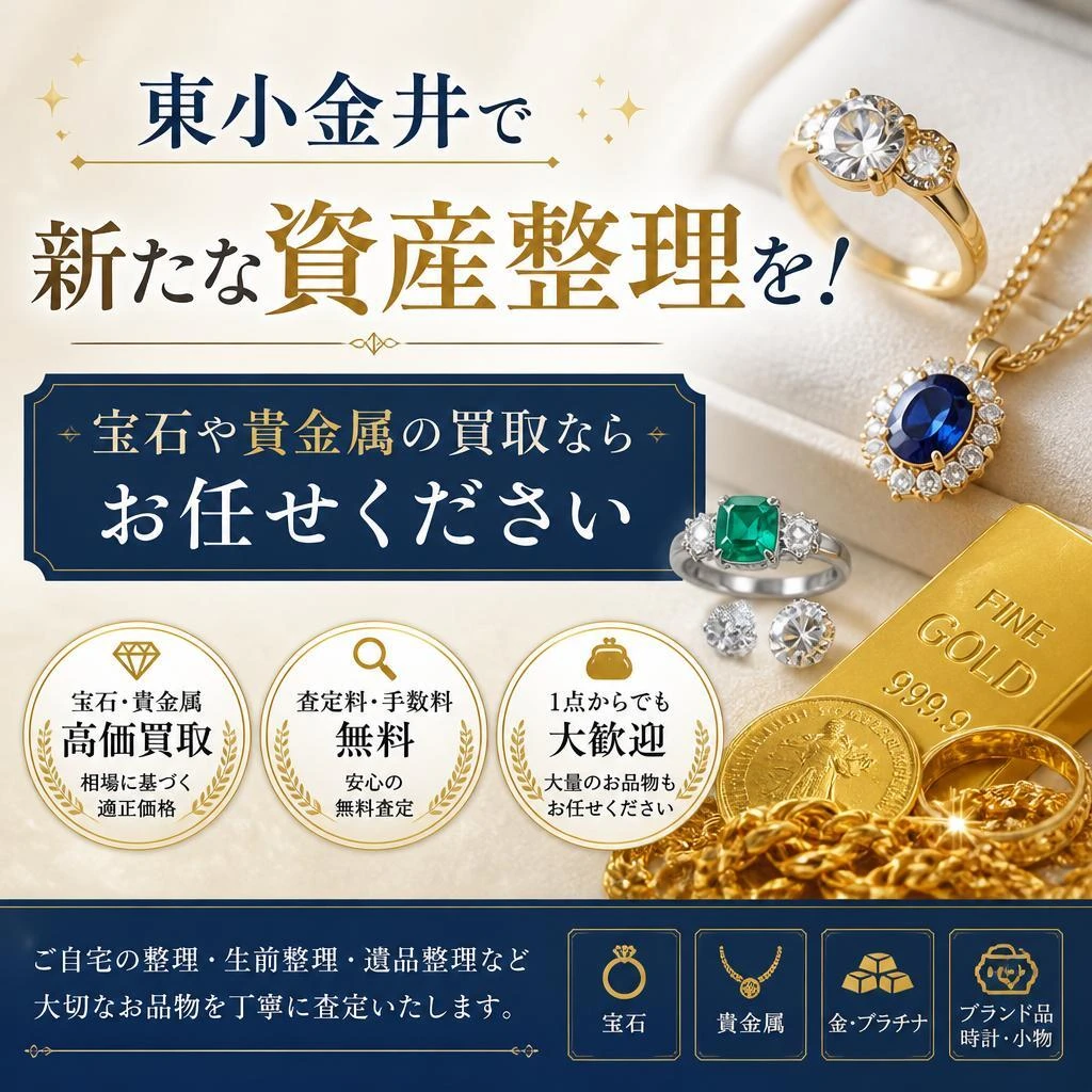 東小金井で新たな資産整理を！宝石や貴金属の買取ならお任せください