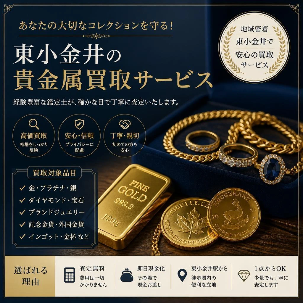 あなたの大切なコレクションを守る！東小金井の貴金属買取サービス
